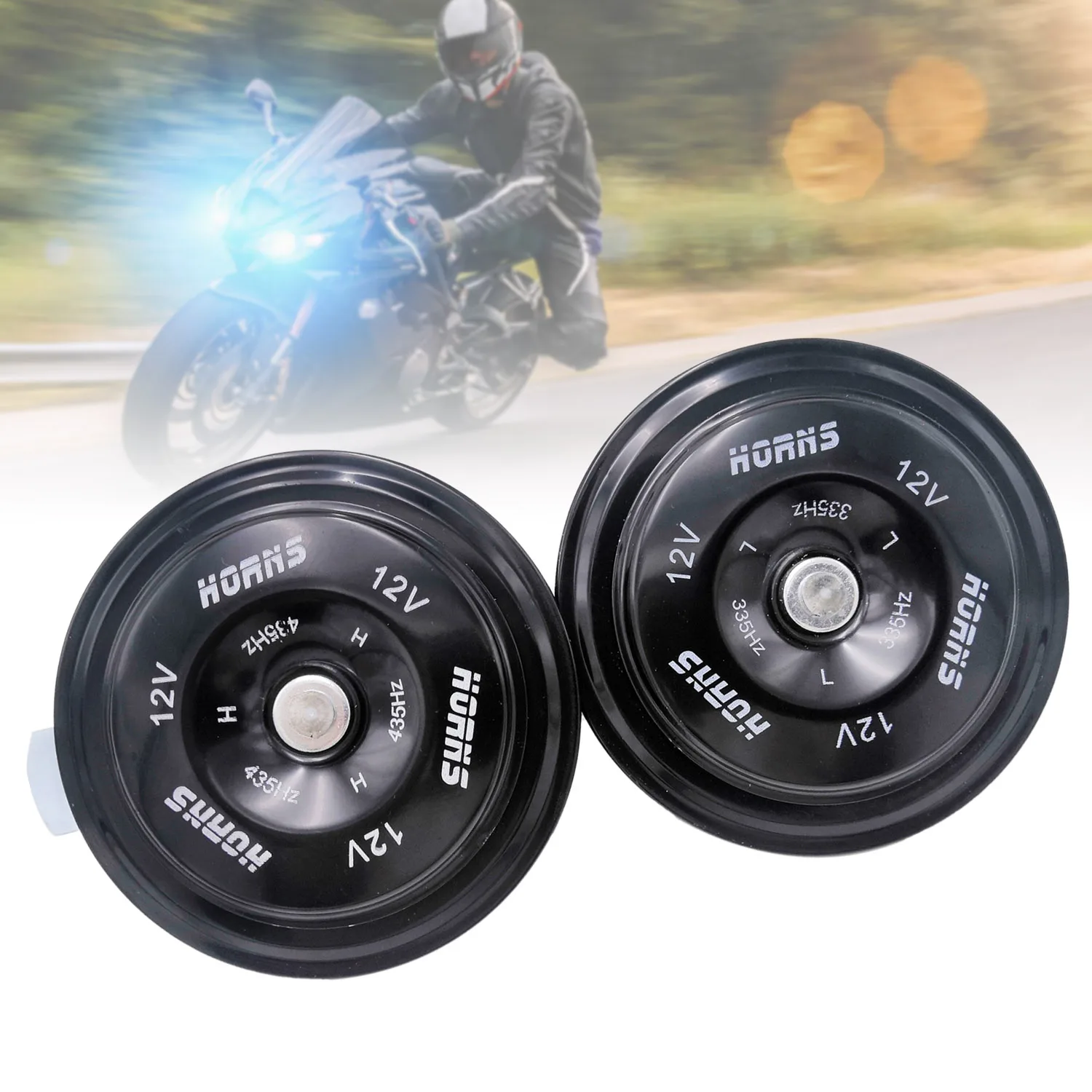 2개 12V 110DB 블랙 슈퍼 라우드 컴팩트 전기 블라스트 톤 혼 자동차 SUV 블랙 자동차 인테리어 액세서리