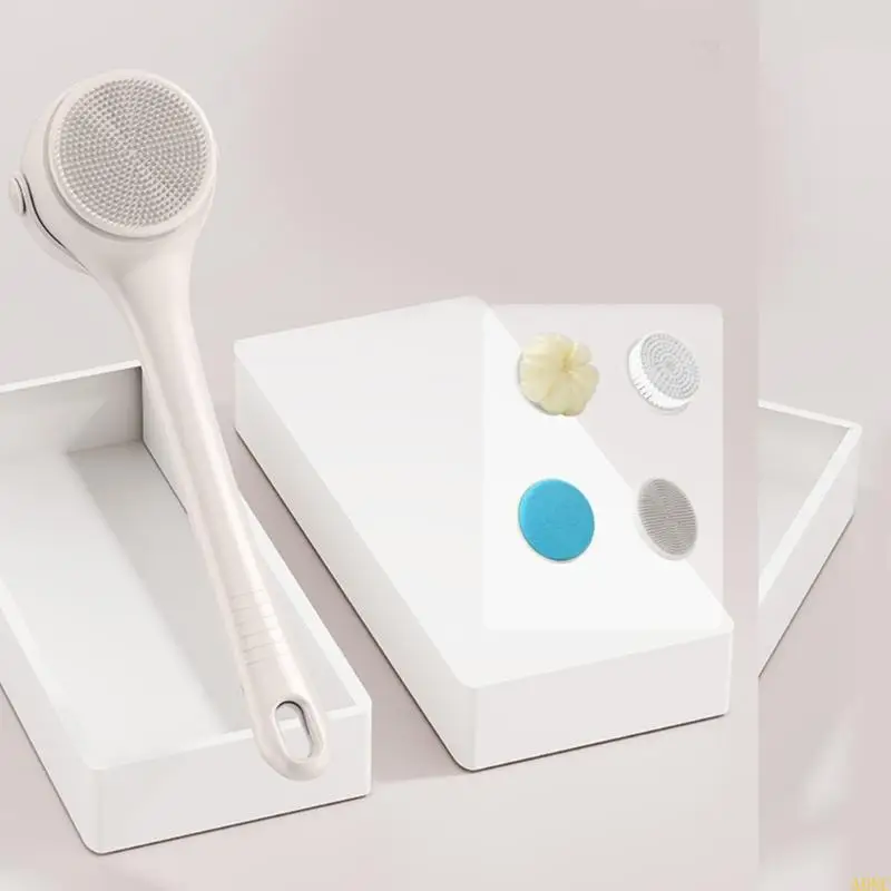 A0NC Electric Soft Body Bath Brush Shower Scrubber Double Handle Back Rubbing Machine