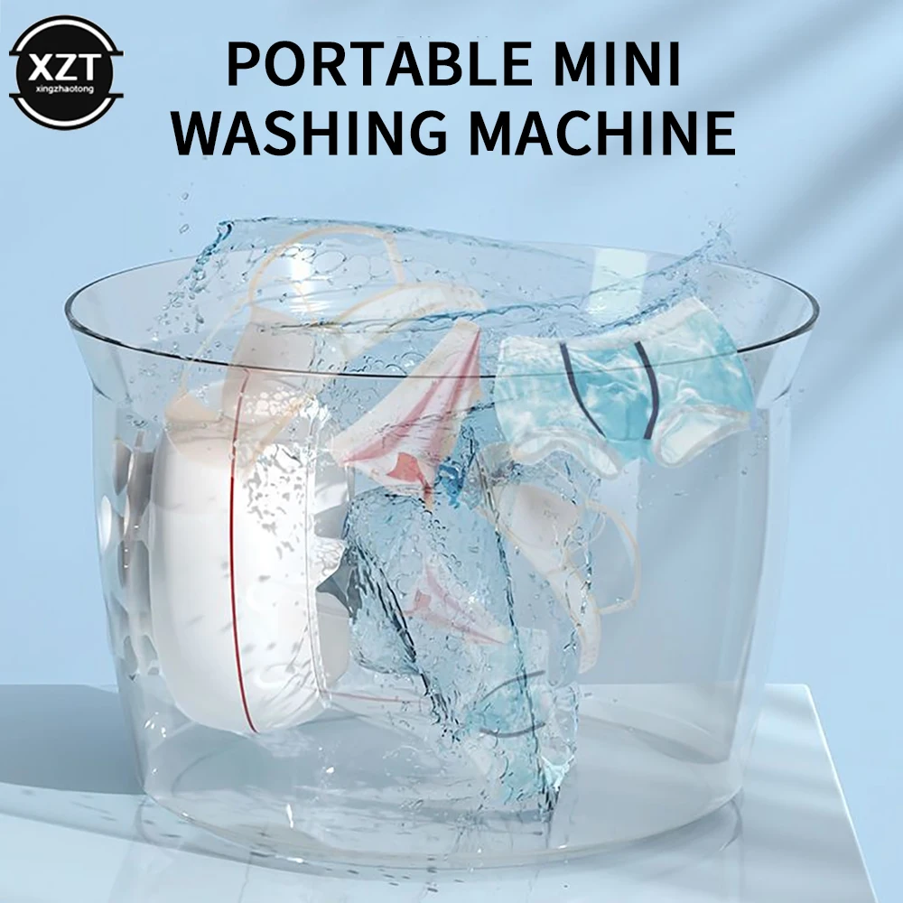 Ultrasonic Turbo Washing Machine Portable Fold Travel Air Bubble Rotating Mini Outdoor Cleaning Washing Machine