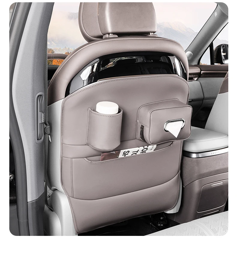 For ZEEKR 7X Multi-functional seat backrest anti-kick pad Tissue bags and cup ba