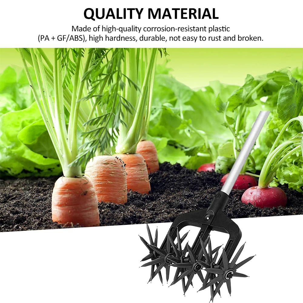 Rotary Cultivator Tool Set Hand Held Garden Cultivator Detachable Tines 2-In-1 Garden Soil Scarifier Reseeding Grass garden cultivator
