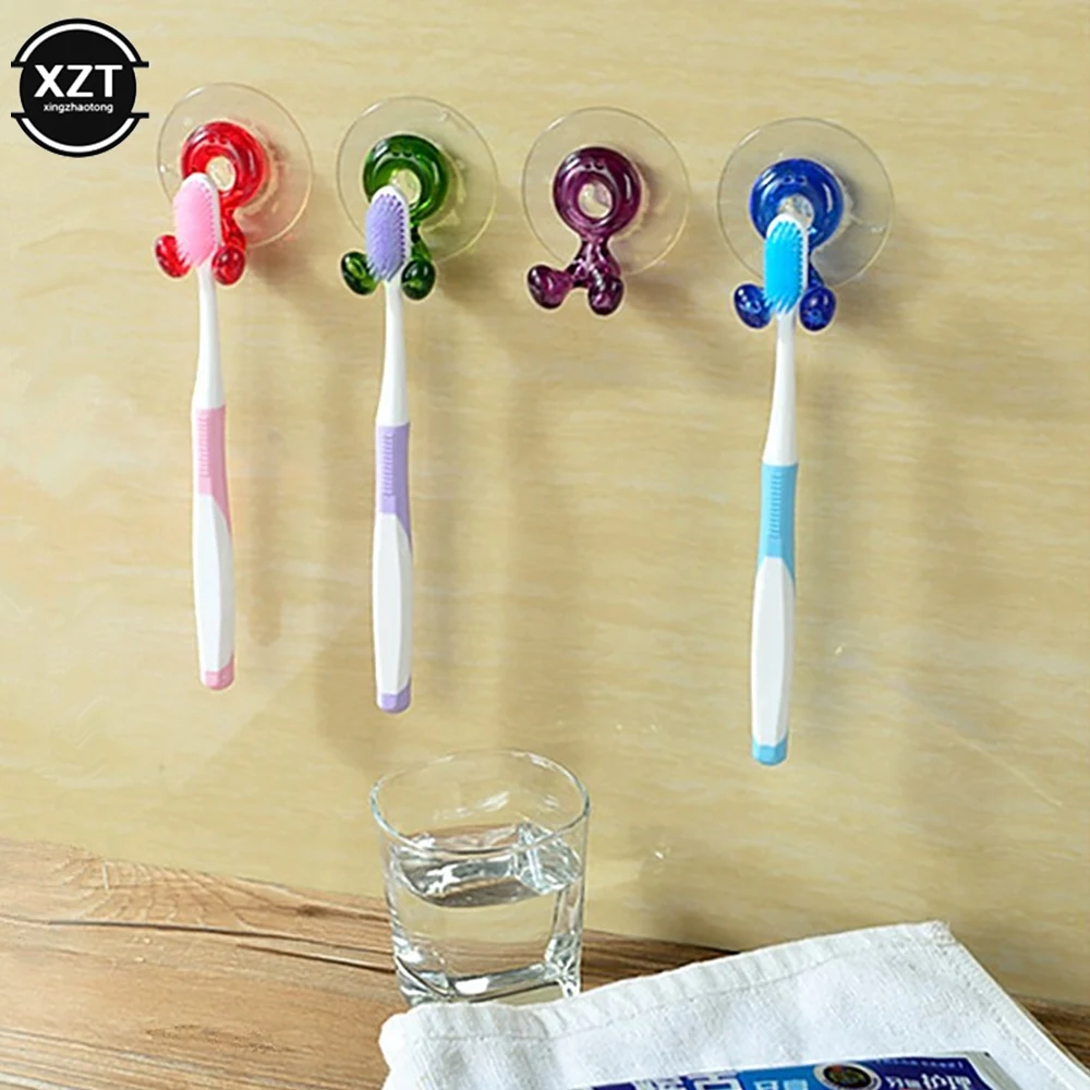 Wall Mount Bathroom Toothbrush Holder Suction Holder Rack Hang Stand Wall Suction Cup Design Rack toothbrush holder