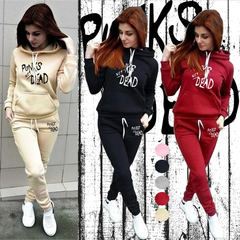 Nouveaux ensembles de vêtements de sport pour femmes, pull à capuche + pantalon de jogging, pull-over pour adolescentes, vêtements de sport décontractés pour femmes, tir de rue_voghion.com