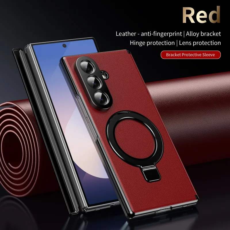 Leather and PC Magnetic Stand Phone Case with HD Screen Protector