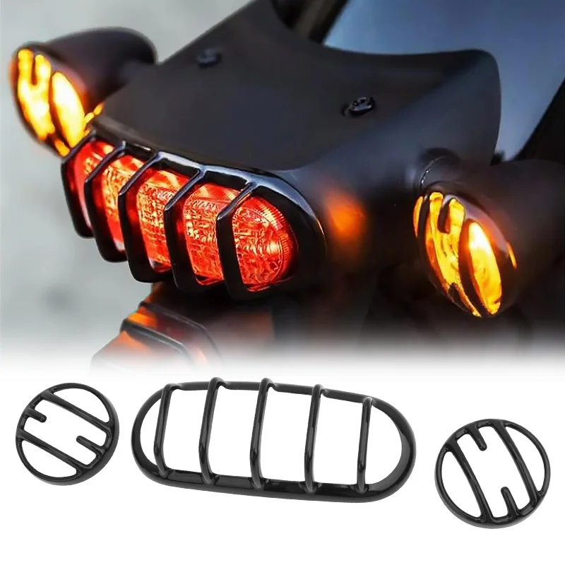

Motorcycle Grill Cover Black Turn Signal Brake Light Rear Tail Indicator Guard Protection For Honda Rebel CMX 300/500/1100 17-21