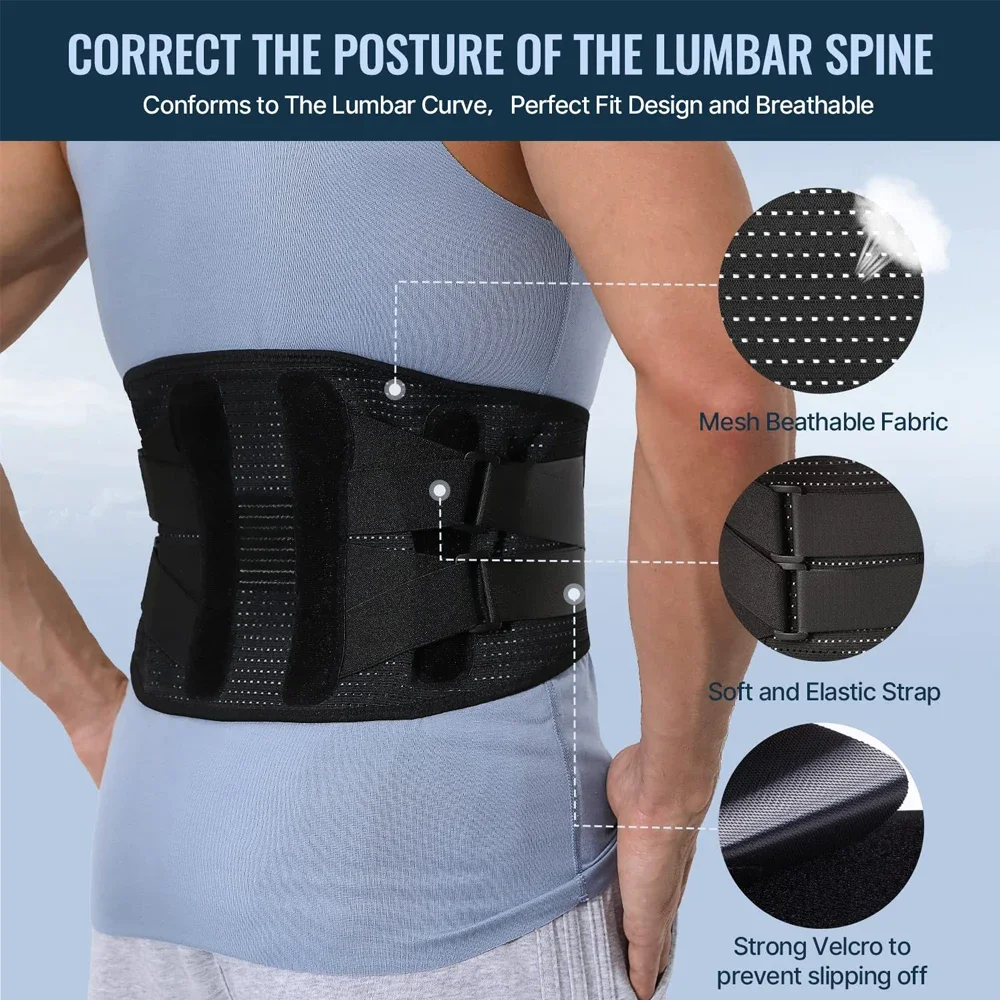 Back Braces Support Belt for Lower Back Pain Relief, Lumbar Support Belt with Dual Adjustable Straps for Sciatica,Herniated Disc