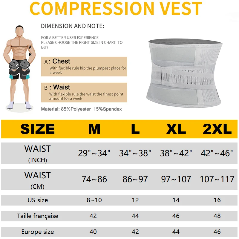 Waist Trimmer for Men Widening Body Shaper Waist Trainer Cinchers Abs Belt Wrap for Stomach and Back Lumbar Support