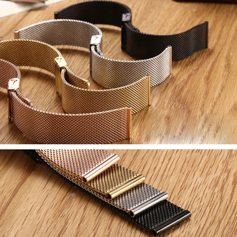 Stainless Steel Milanese Loop Mesh Watch Strap with Straight End Bracelet and Buckle