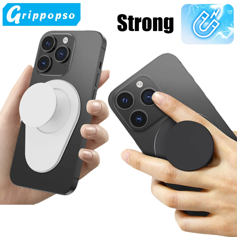 Oval Magnetic Folding Mobile Phone Socket Holder with Grip and Support