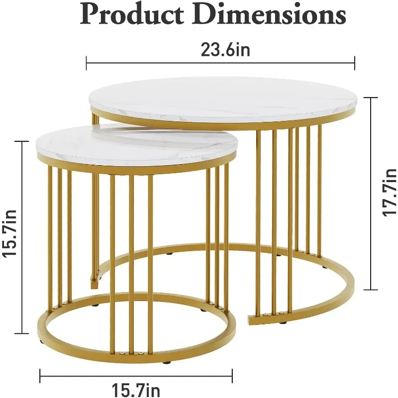 Coffee Table Faux Marble Nesting Table for Small Place 2 Sets Modern Furniture Living Room Sets End Side Table Night Stand 3