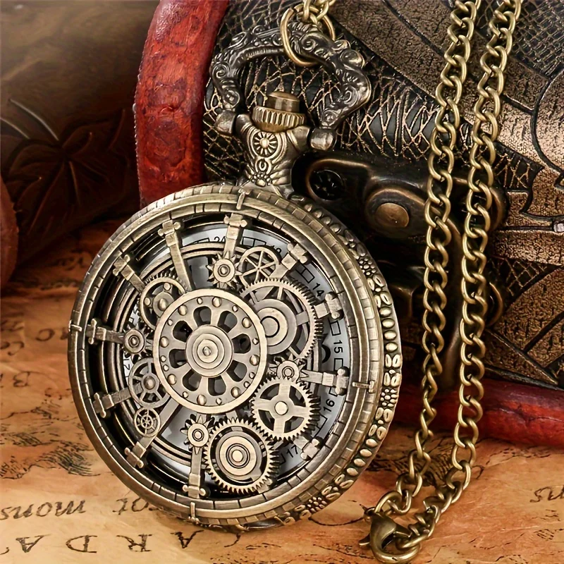 รูปสินค้า นาฬิกาสร้อยคอ Vintage รูปทรงเกลียวโลหะสีทองแดง
