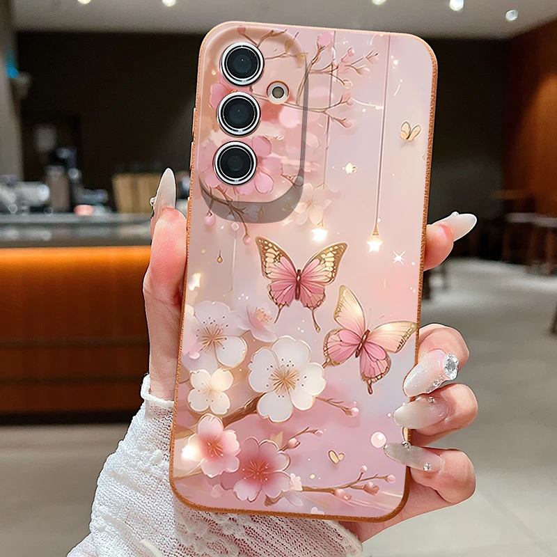 Butterfly Flower Print Soft Silicone Phone Case Cover