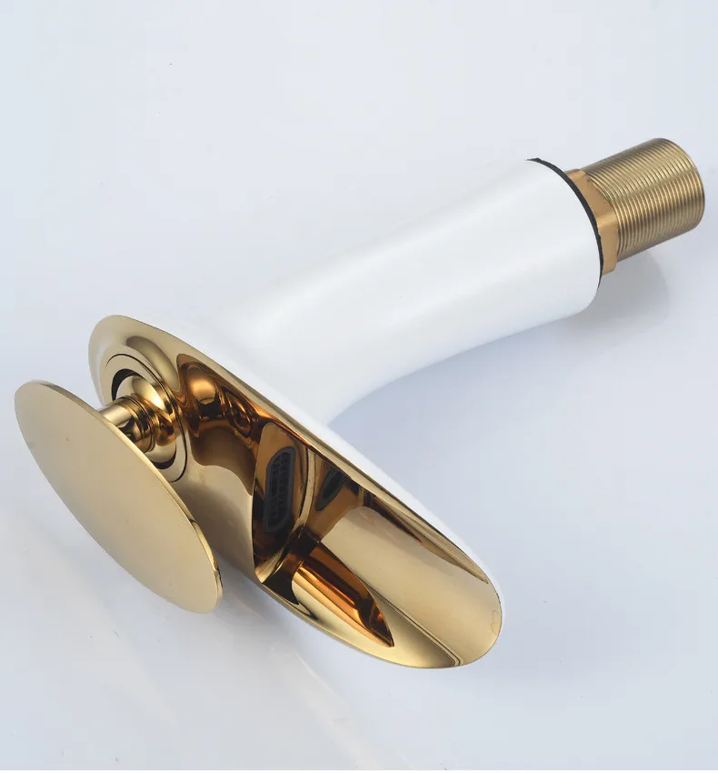 Basin Faucet Bathroom Single Lever Hot and Cold Waterfall Sink Mixer Brass Gold and White Nickle Brushed Water Tap