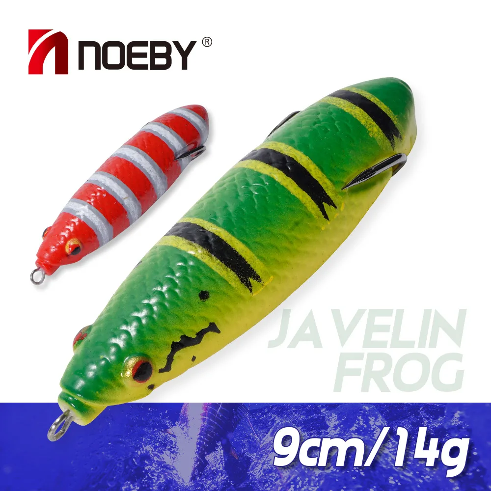 NOEBY Frosch-Weichköder, 90 mm, 15,5 g, Topwater-Hohlkörper, Silikon, künstlicher Kunststoff-Frosch, unkrautfreie Haken für Barsch-Angelköder