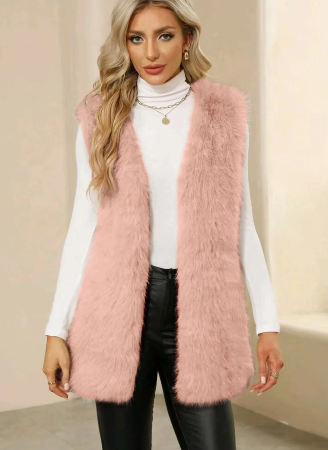 Women's faux fur sleeveless vest vest jacket fluffy autumn and winter ...
