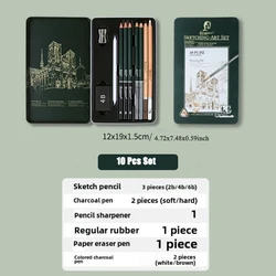 Premium Artist Pencil Set - Graphite & Charcoal Art Supplies for Creative Drawing and Sketching (10Pcs Set)
