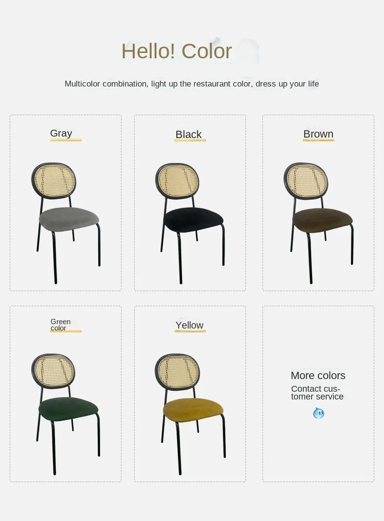 Description Picture 6 of itemIHOME Rattan Dining Chair Home Nordic Solid Wood European Designer Dining Table Chairs Backrest Retro Study Chairs New 2023