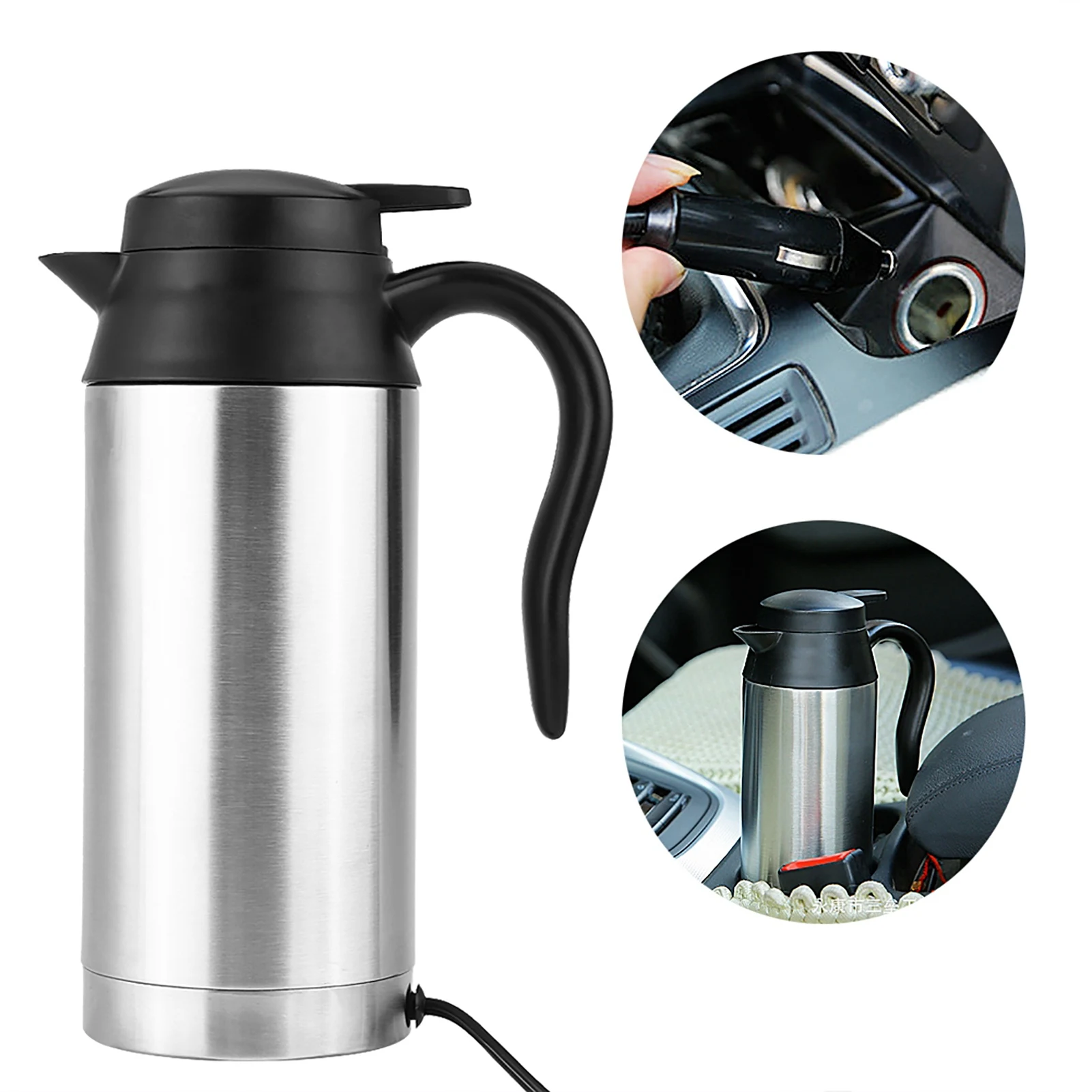 750ml 12V 차량용 스테인리스 담배 라이터 가열 주전자 머그컵 전기 여행용 보온병 차량용 전기 주전자 가열 컵