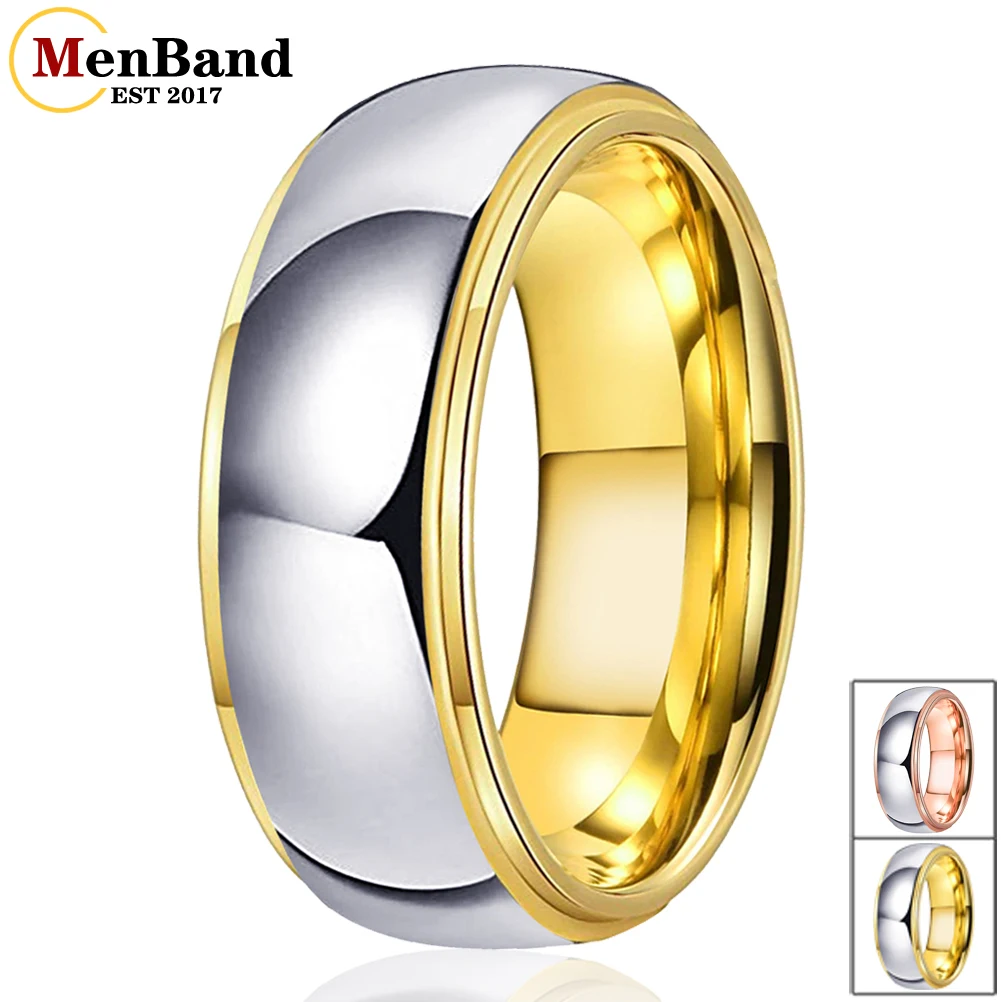 

MenBand Fashion 6mm 8mm Men Women Tungsten Carbide Wedding Band Ring Stepped Shiny Polished Finish Comfort Fit Size 5-15