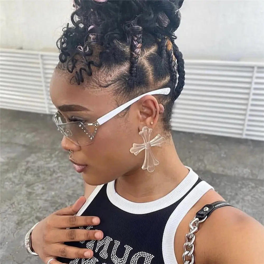 

Женские и мужские футуристические солнцезащитные очки без оправы прямоугольной формы 2000S Y2K солнцезащитные очки для женщин