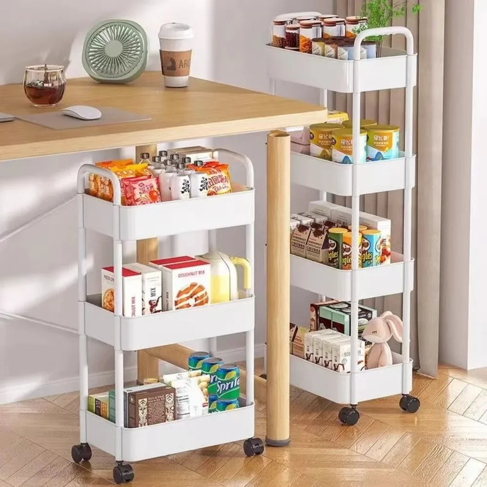 Mobile Storage Rack Kitchen Organizers Trolley Gap Rolling Toys Cart Living Room Snacks Shelf With Wheels Muti-Tier Bookshelf 5