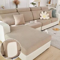 Jacquard Sofa Cushion Slipcover Protector Solid Color  Stretch Removable Sofa Seat Covers for Bedroom Office Living Room Home 1