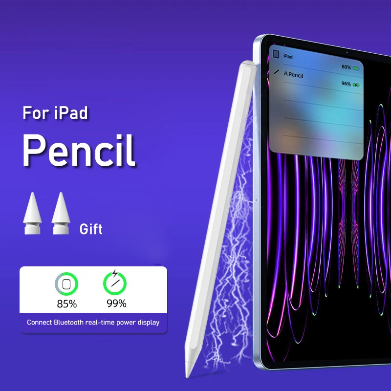 

For Ipad Pencil With Wireless Magnetic Charging Palm Rejection Tilt Sensitivity Apply To 2018-2022 Ipad Pro/Air/Mini Drawing Pen