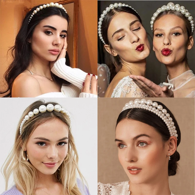 Hair Accessories Bridal Hair Accessories Pearl Hairbands For Women Sweet Headband Hair Hoop Holder Wedding Bridal Headwear Lady Elegant Fashion