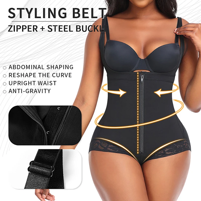 Full Body Shapewear for Women Tummy Control Fajas Reductoras Body Shaper Zipper Open Bust Bodysuit Hip Enhancer Waist Trainer
