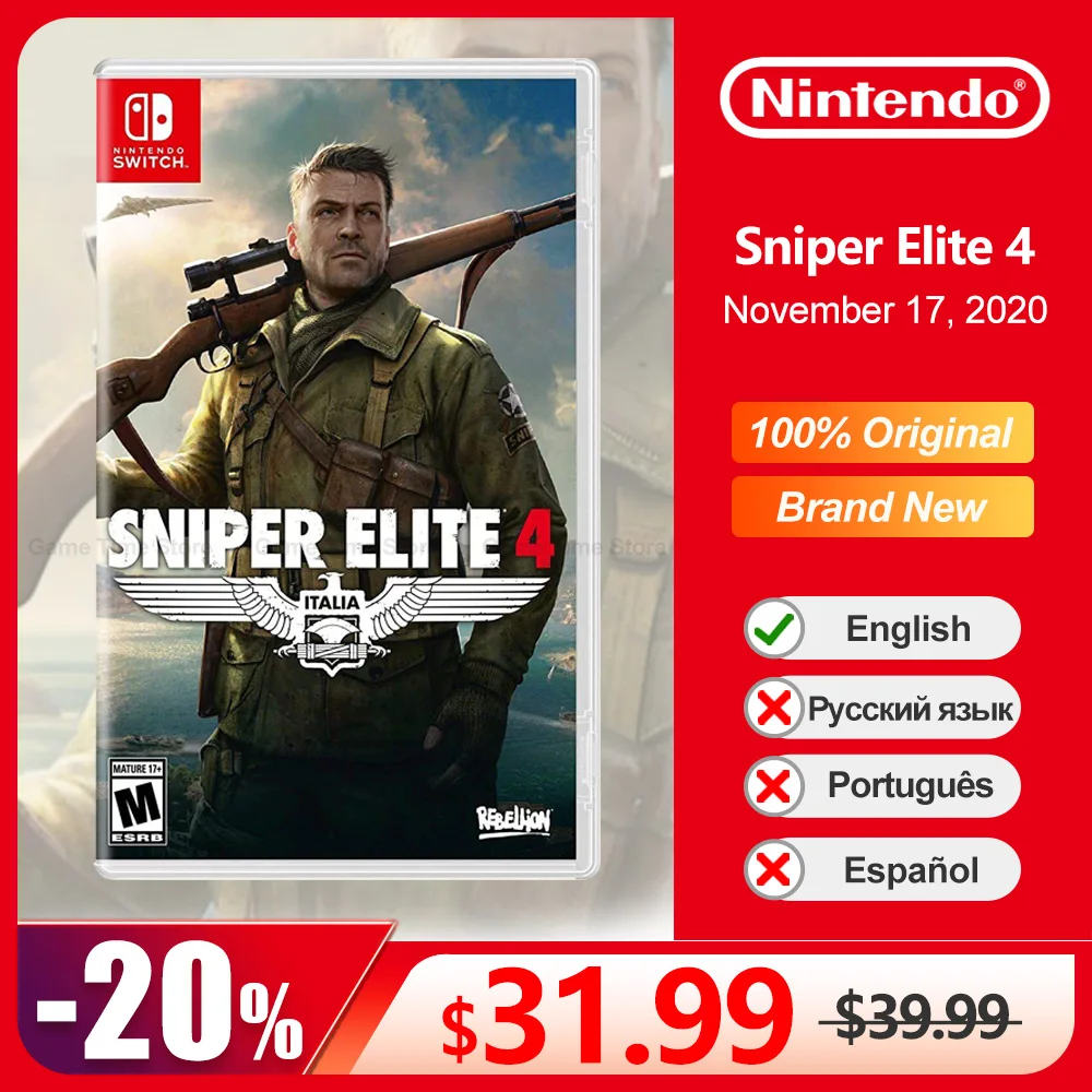 Sniper Elite 4 Nintendo Switch Offerte Di Gioco 100% Supporto Per Scheda Di Gioco Fisico Originale Ufficiale Multiplayer Online Per Switch Oled