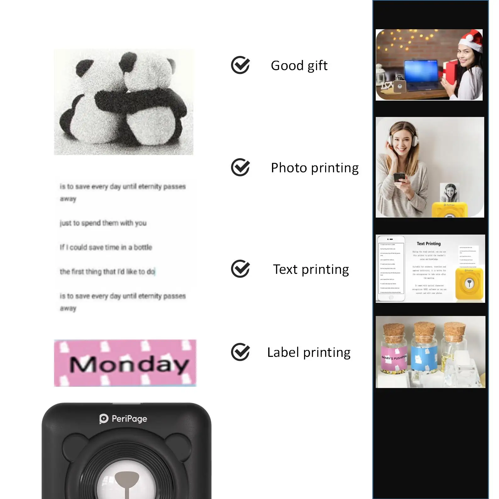 PeriPage 304 DPI Mini Photo Bluetooth Pocket Printer Wireless Portabl Sticker Thermal Printer For Mobile phone Android and iOS