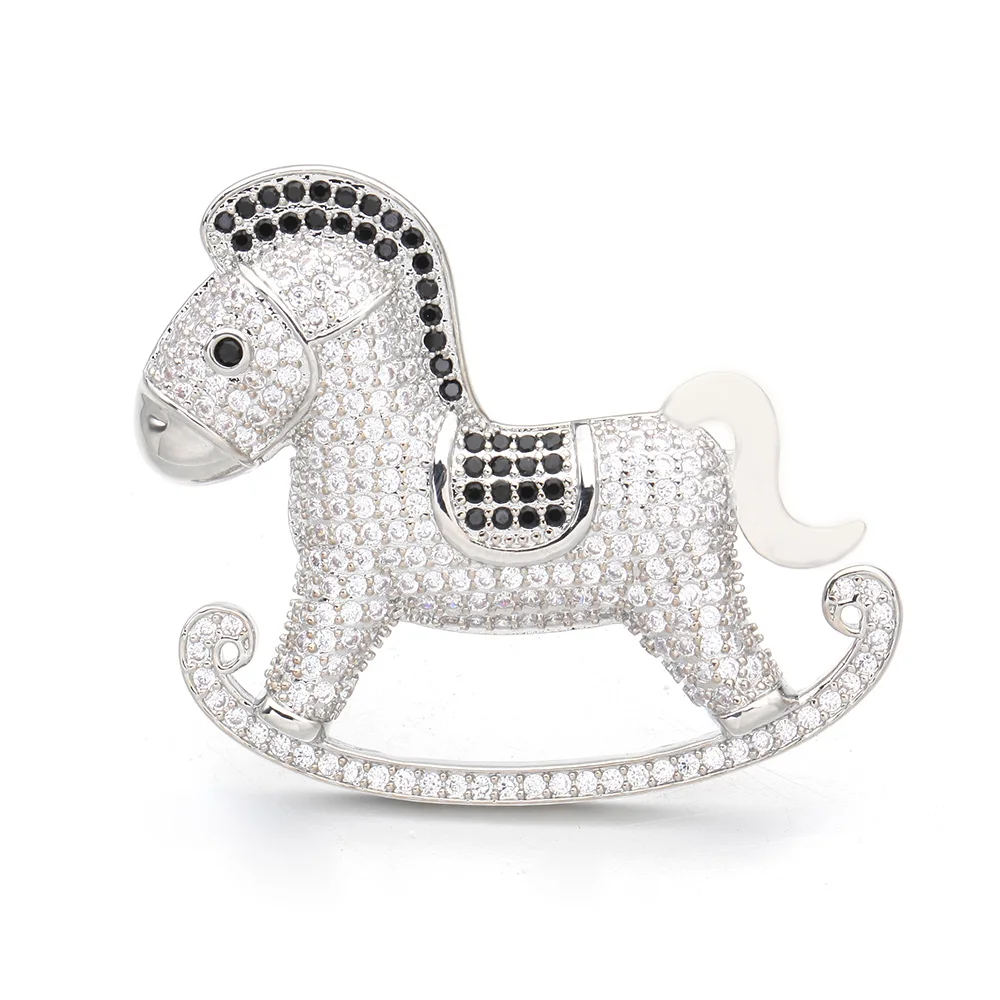 

Factory supply metal crystal horse shape brooch clip korean brooches women custom brooches for women lady and girls cute lovely