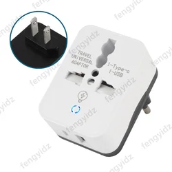Universal Travel Adapter with USB Type - C Port - Power Charger and Outlet Converter (White US Plug)