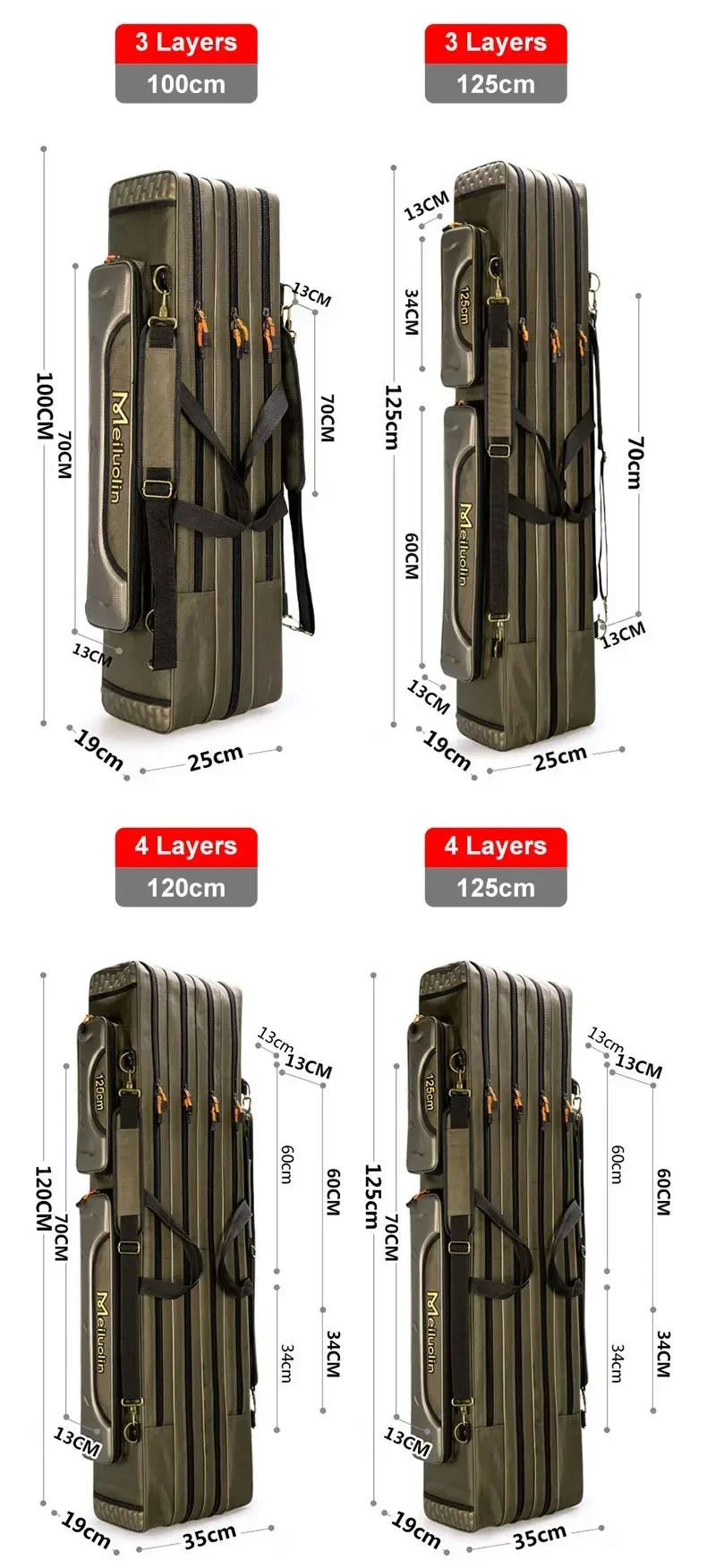 S7f5d0be9257a46f38e5ea08aebaa33e2s Fishing Rod Storage Bag Oxford Cloth Multifunctional 1/2/3 Layer Large Capacity 80/90/100/120/125CM Fishing Rod Carrier Mallzona