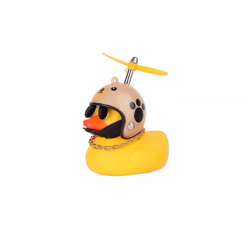 Wonuu Gummiente Mit Helm & Propeller – Quietschende Auto-Deko, Fahrradklingel, Stressspielzeug