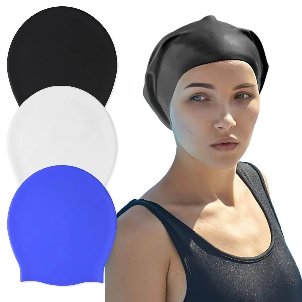 SiliconeExtraLargeSwimmingCapforLongHairWaterproofSwimCaps