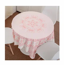 

Cotton Linen Tablecloths, Waterproof Table Covers Geometric Flower Pattern Pink F Dining Table Coffee Table Deco