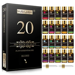 MAYJAM Essential Oils Gift Set - 20-Piece Collection with Sandalwood, Lemongrass, Lavender, and More for Aromatherapy and Relaxation (20pcs set)