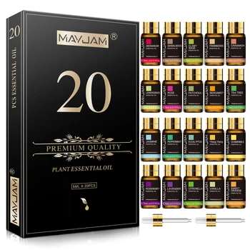 MAYJAM Pure Natural Essential Oils 20pcs Kits Gift Box Sandalwood Lemongrass Lavender Bergamot Eucalyptus Rosemary For Diffuser 2