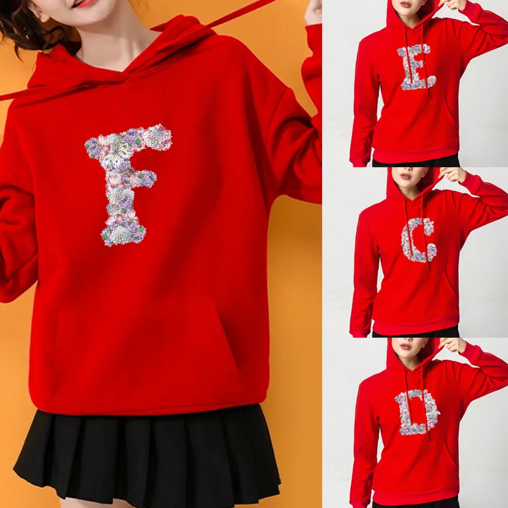 

Hoodie Sweatshirts Women Pullover Fashion Long Sleeve Letter Printing Harajuku Hoodie Streetwear Casual Loose Pocket Clothes