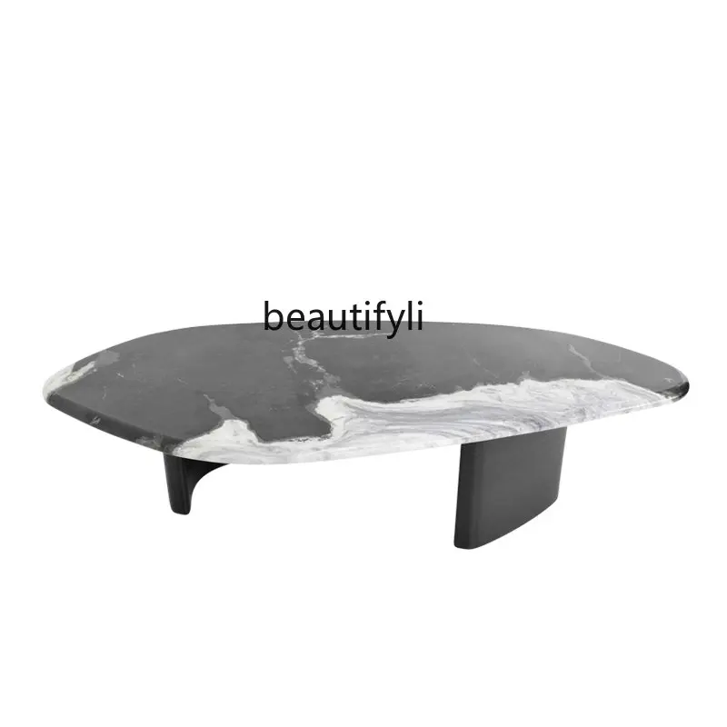 

Скандинавский креативный черный и белый мраморный журнальный столик yj необычной формы, журнальный столик, простой чайный столик