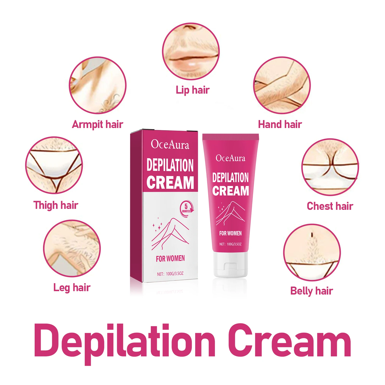 Women's Depilatory Cream: Deep Body Hair Removal, Painless Hair Removal, Hair Growth Inhibitor, Moisturizing and Smoothing