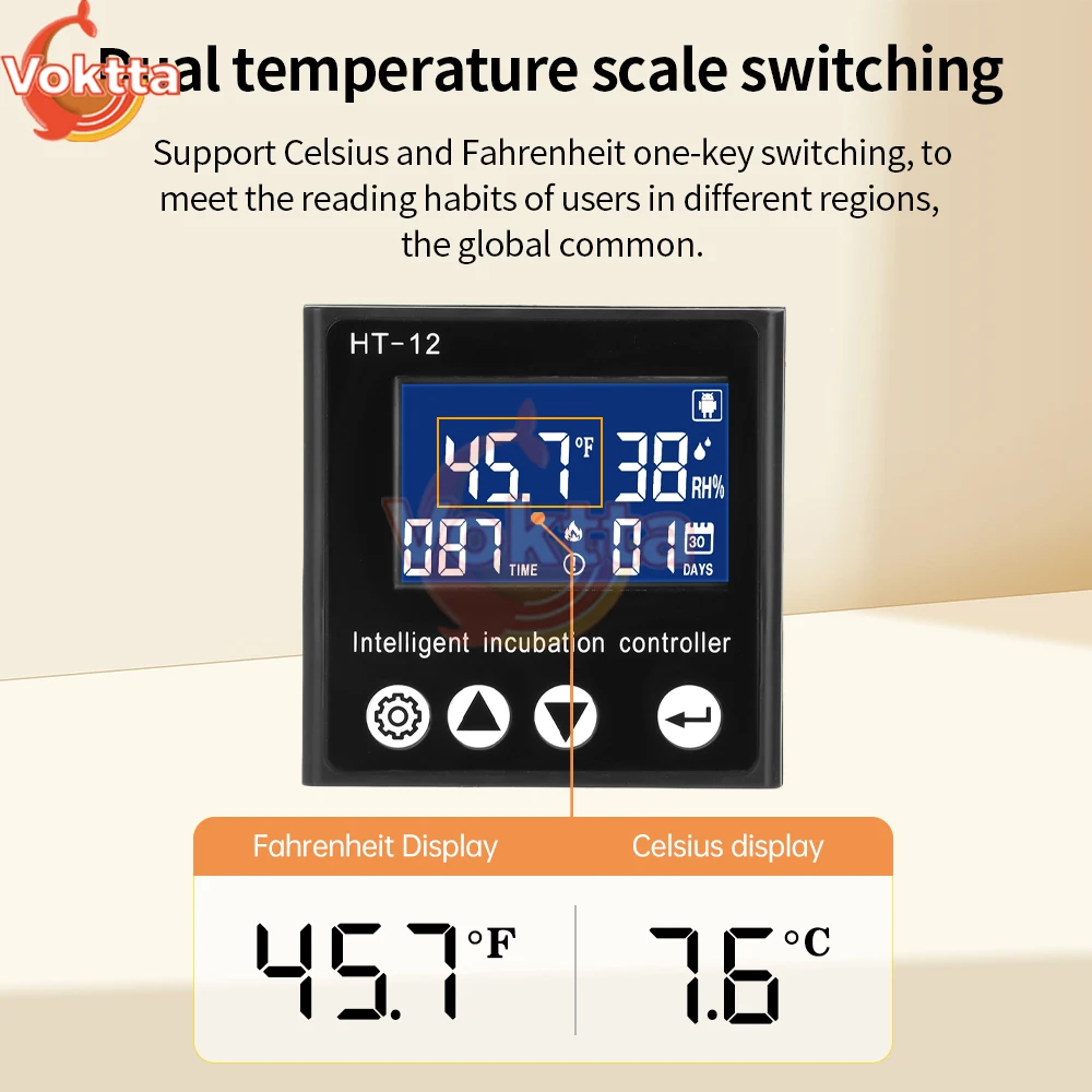 HT-12 Controller intelligente per incubatrice per uova Display digitale LCD Termostato Controllo igrostato con sonda sensore di umidità della temperatura - immagine 3