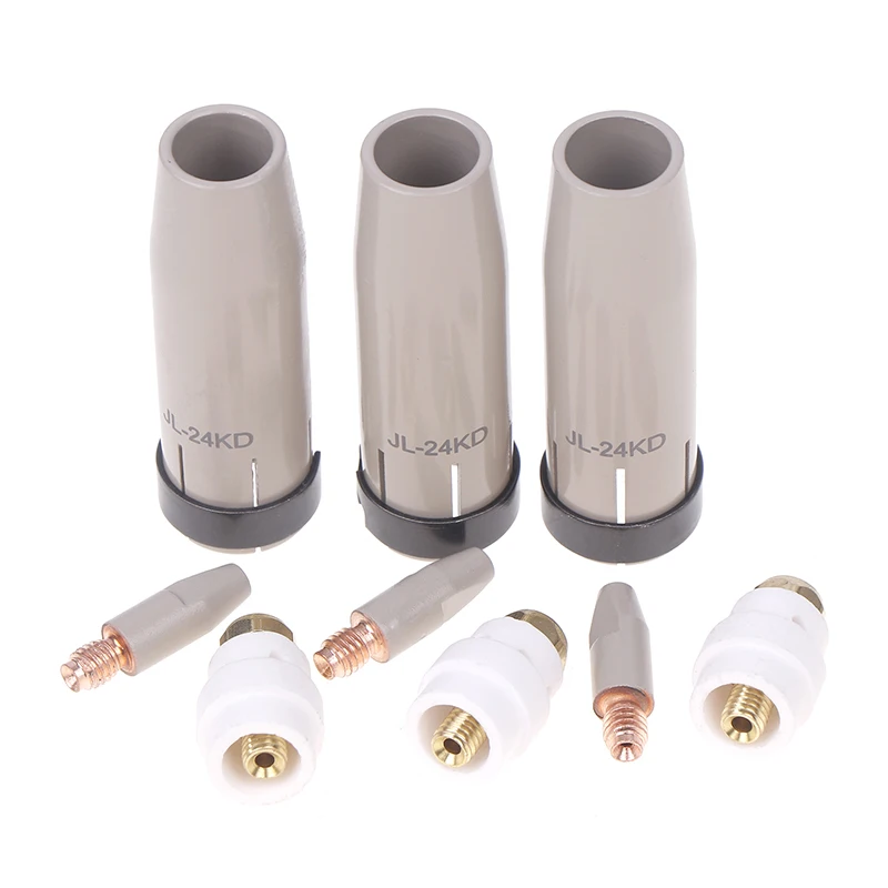 New 24KD Nozzle Set with Coating Protection, Suitable for MIG MAG Welding Torch, Includes 0.8/1.0/1.2mm and Tip Holder.