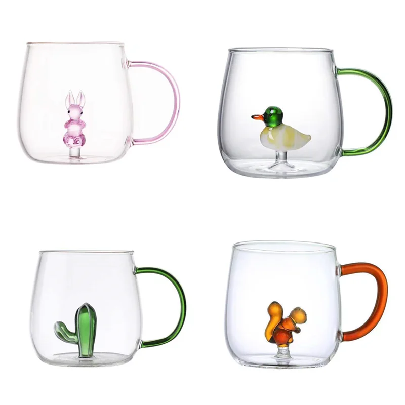 Creative Glass Cups Transparent Animal Fun Coffee Mugs Milk Juice Coffee  Cup Water Cup Drinking Glasses Breakfast Cup, Honey Cup