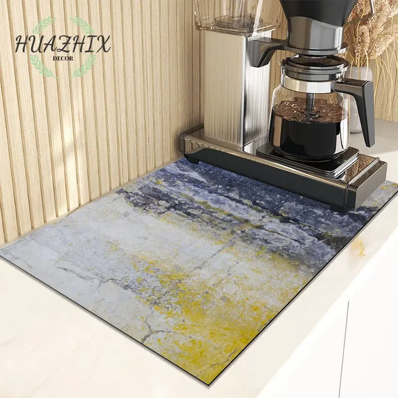 

Abstract Dish Drying Mat Drain Pad Quick Dry Diatom Mud Placemat Kitchen Faucet Anti-Bacteria Anti-Slip Waterproof Tableware Mat