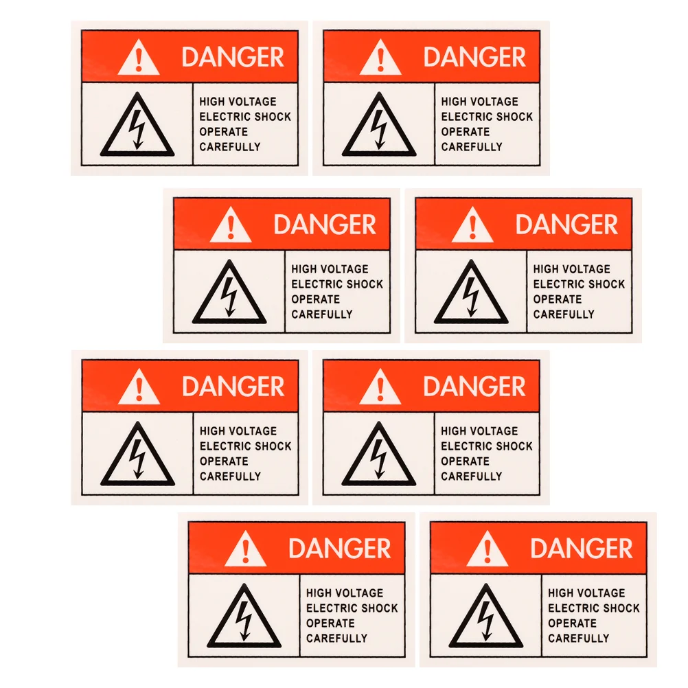 Electric Shock Sign Warning Stickers 8 Pcs Anti-electric Shock Label Security Signs Warning Shocks High Pressure Safety Voltage for Caution Synthetic Paper