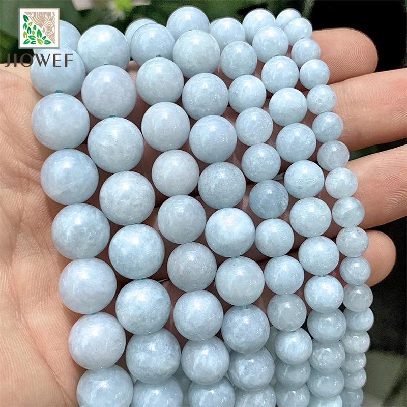 Naturstein Perlen Licht Blau Jasper Chalcedon Runde Perlen Diy Armband Halskette für Schmuck Machen 15 "Strand 6/8/10/12mm