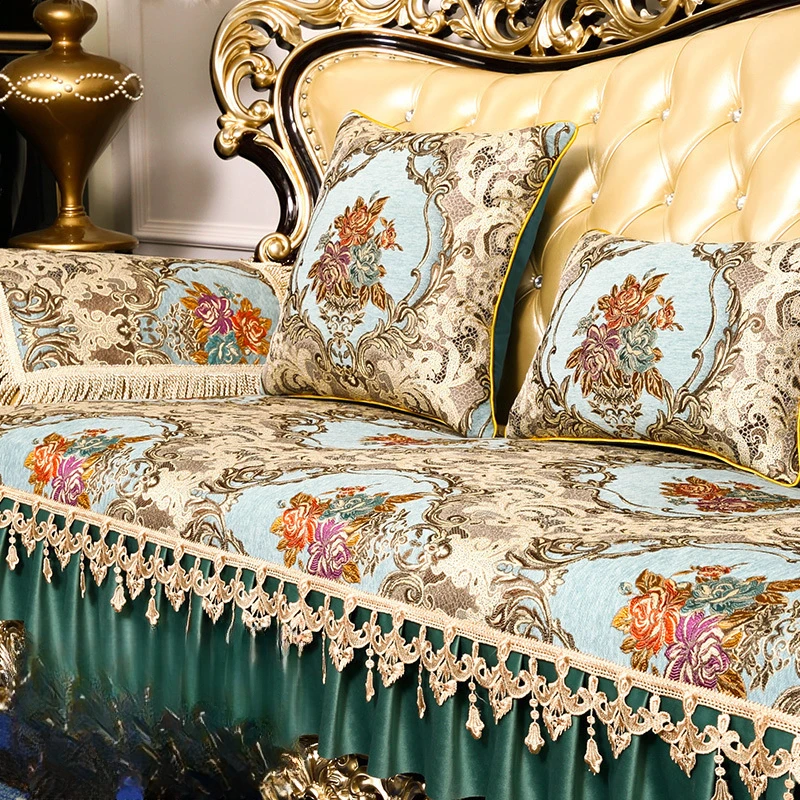 

Anti Slip Light Luxury All-season Universal Sofa Cushion Summer Full Coverage Fabric Modern Retro Luxury Sofa Cushion