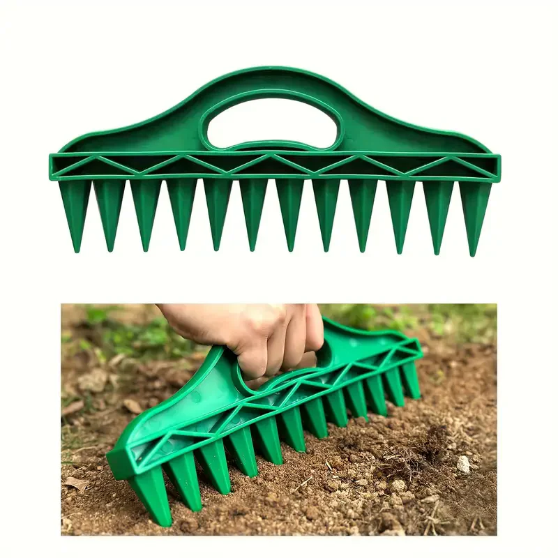 Handheld Seeder Tool Durable Plastic Hand Push Seeder Garden Seeding Rake Tool